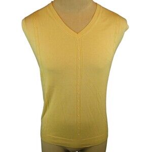 Mens Bobby G Yellow Cable Knit Cotton V-Neck Sweater Vest sz L